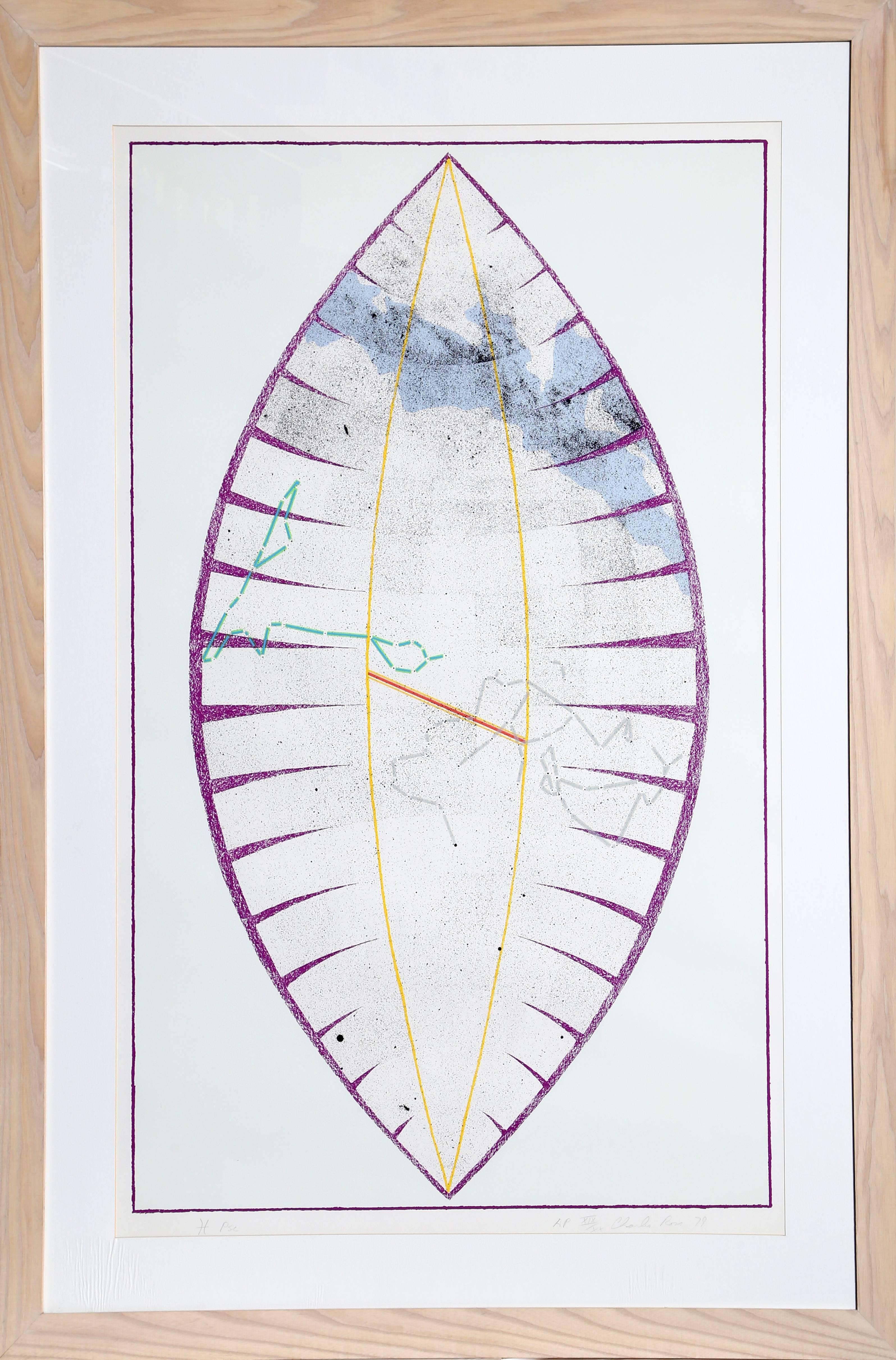 Artist: Charles Ross, American (1937 - )
Title: Pisces from the Constellations Series
Year: 1979
Medium: Silkscreen, Signed and numbered in pencil
Edition: 150, AP XX
Image Size: 45 x 28 inches
Size: 49 in. x 32.5 in. (124.46 cm x 82.55 cm)
Frame: