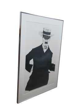 Charles Roth 1974 Black & White 1921 Man in Suit Bowtie Aquatint Etching 40"