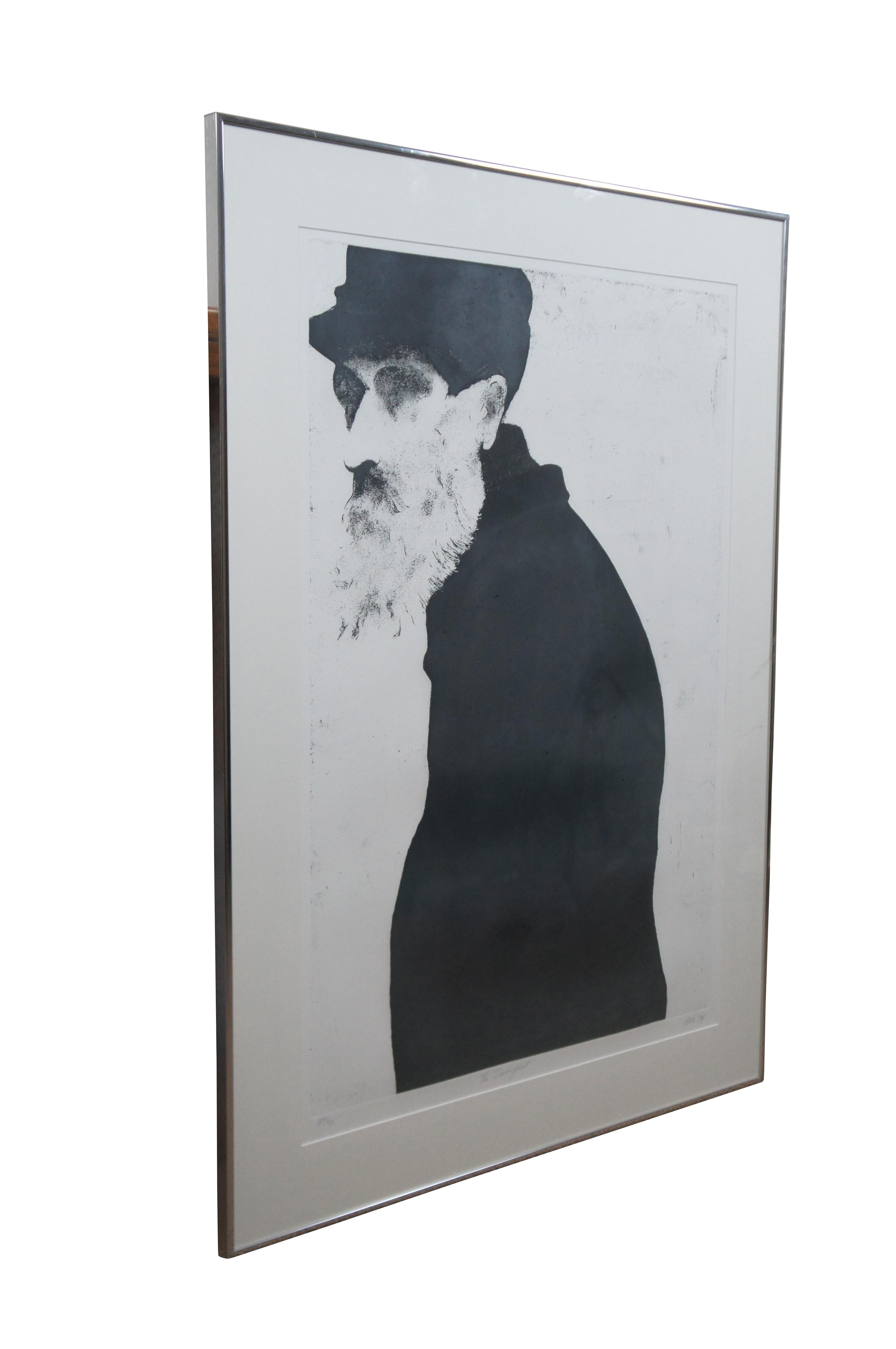 Rare 1974 black and white etching titled 