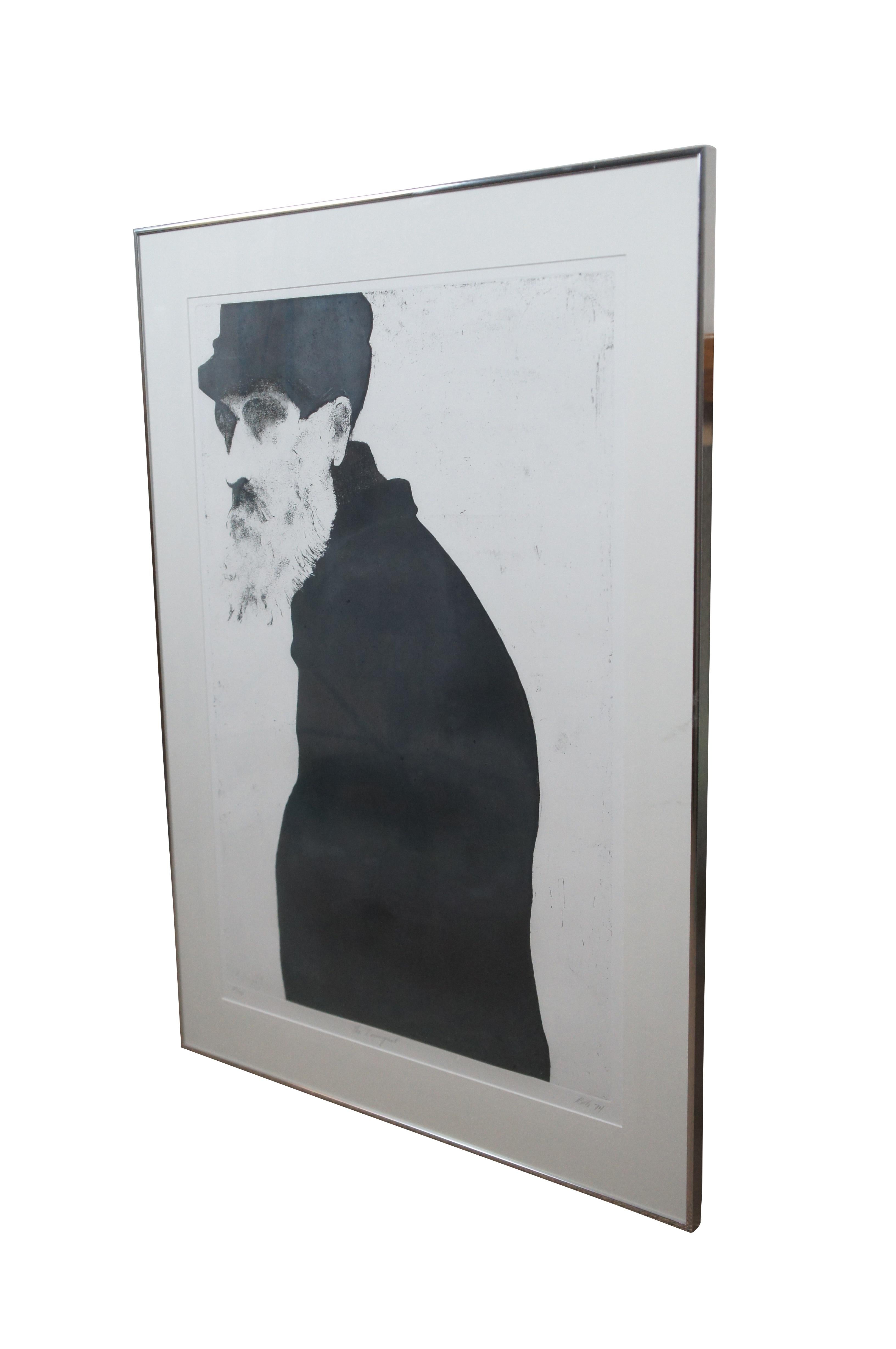 Charles Roth 1974 The Immigrant Old Man Black & White Aquatint Etching 40