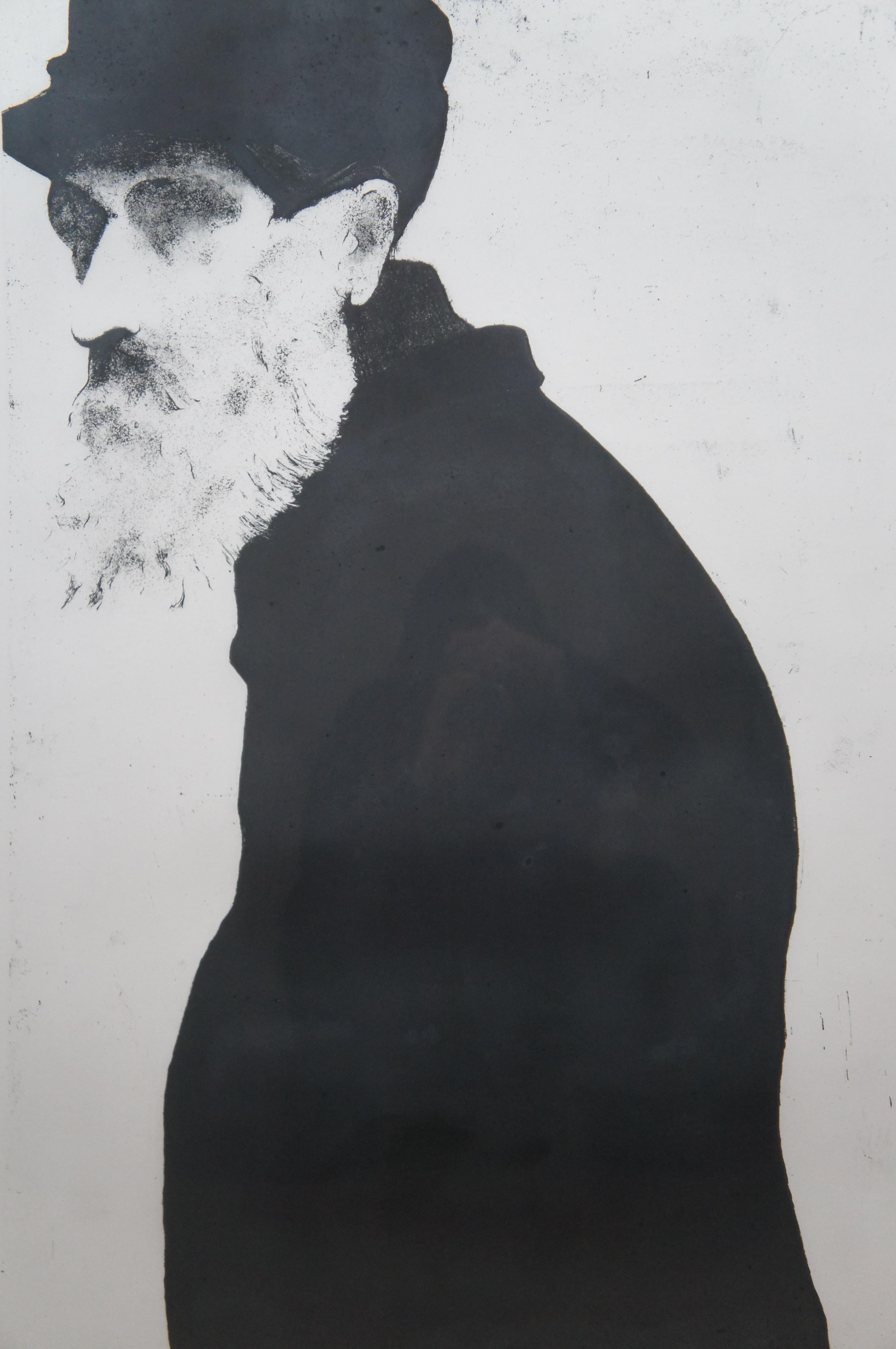 Charles Roth 1974 The Immigrant Old Man Black & White Aquatint Etching 40