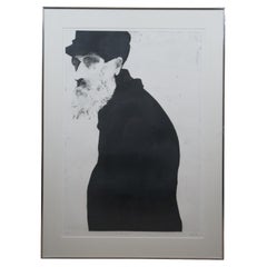 Charles Roth 1974 The Immigrant Old Man Black & White Aquatint Etching 40"