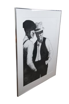 Charles Roth 1980 Three Sided Conversation Black & White Aquatint Etching 48"