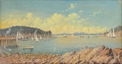Charles Rousse Coastal Maine Watercolor Painting, Frenchman Bay, Bar Harbor