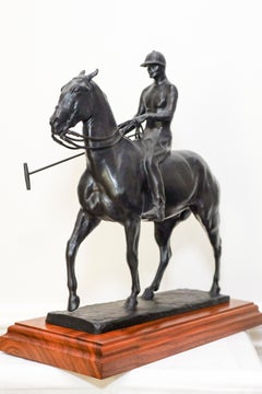 Vintage Bronze Polo Player John Fell by Charles Rumsey
