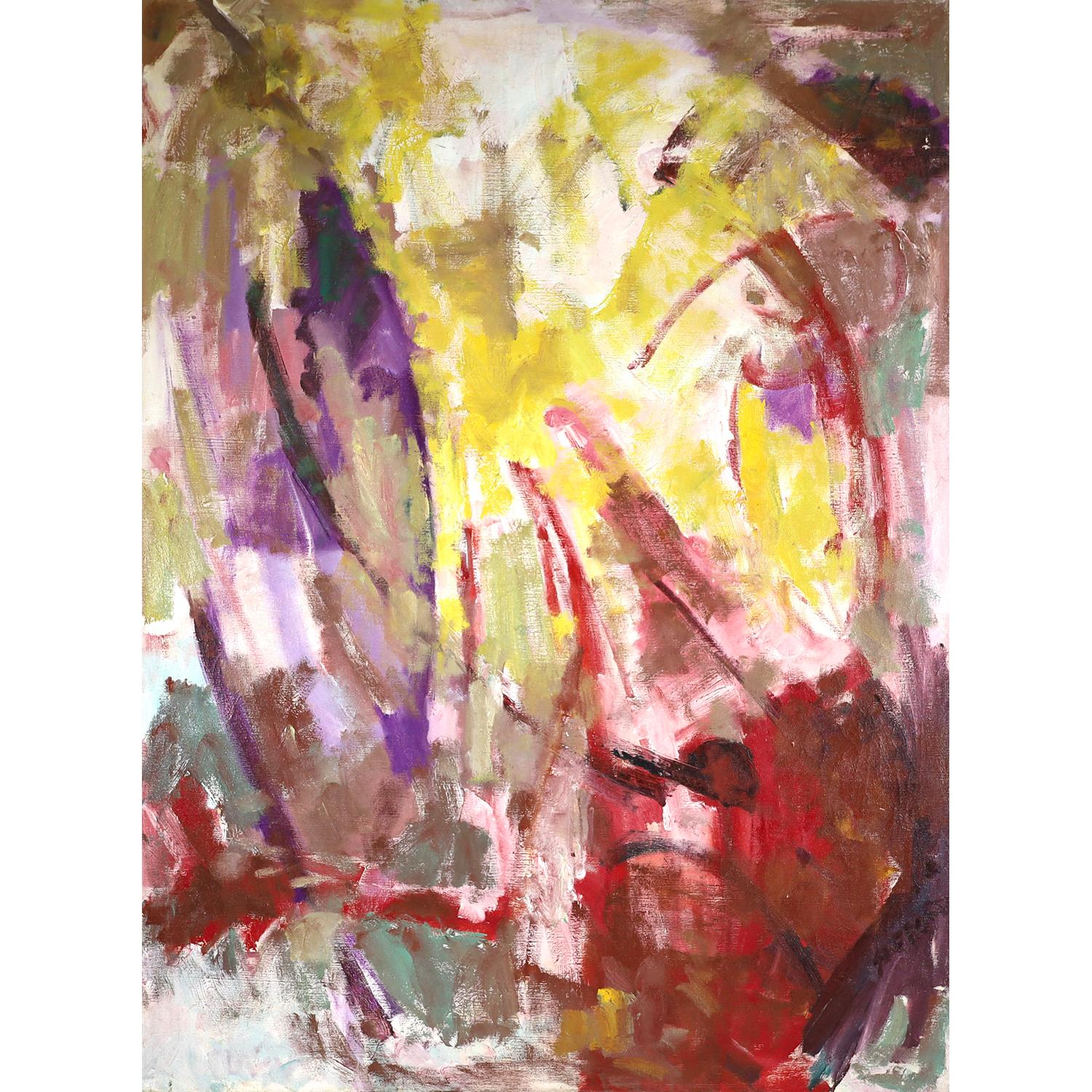 Abstrakte expressionistische Malerei von Charles Safford aus der San Francisco Bay Area.
Dieses Werk stammt aus den späten 1940er bis frühen 1950er Jahren. 
Öl auf gespannter Leinwand.
Signiert vom Künstler unten rechts.
Misst 48 x 36 Zoll