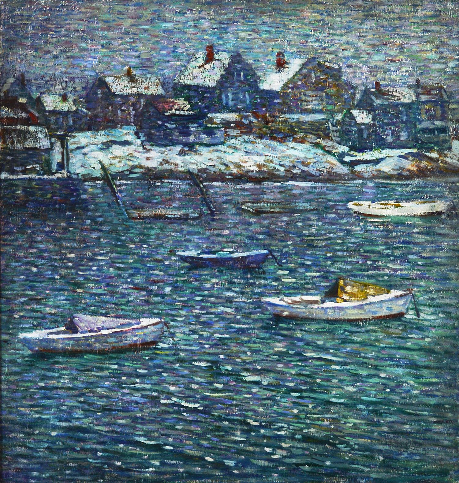 Boats in Winter - Painting by Charles Salis Kaelin