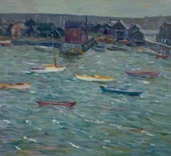 Early 20th Century Impressionist Seascape, Harbor and Town Scene