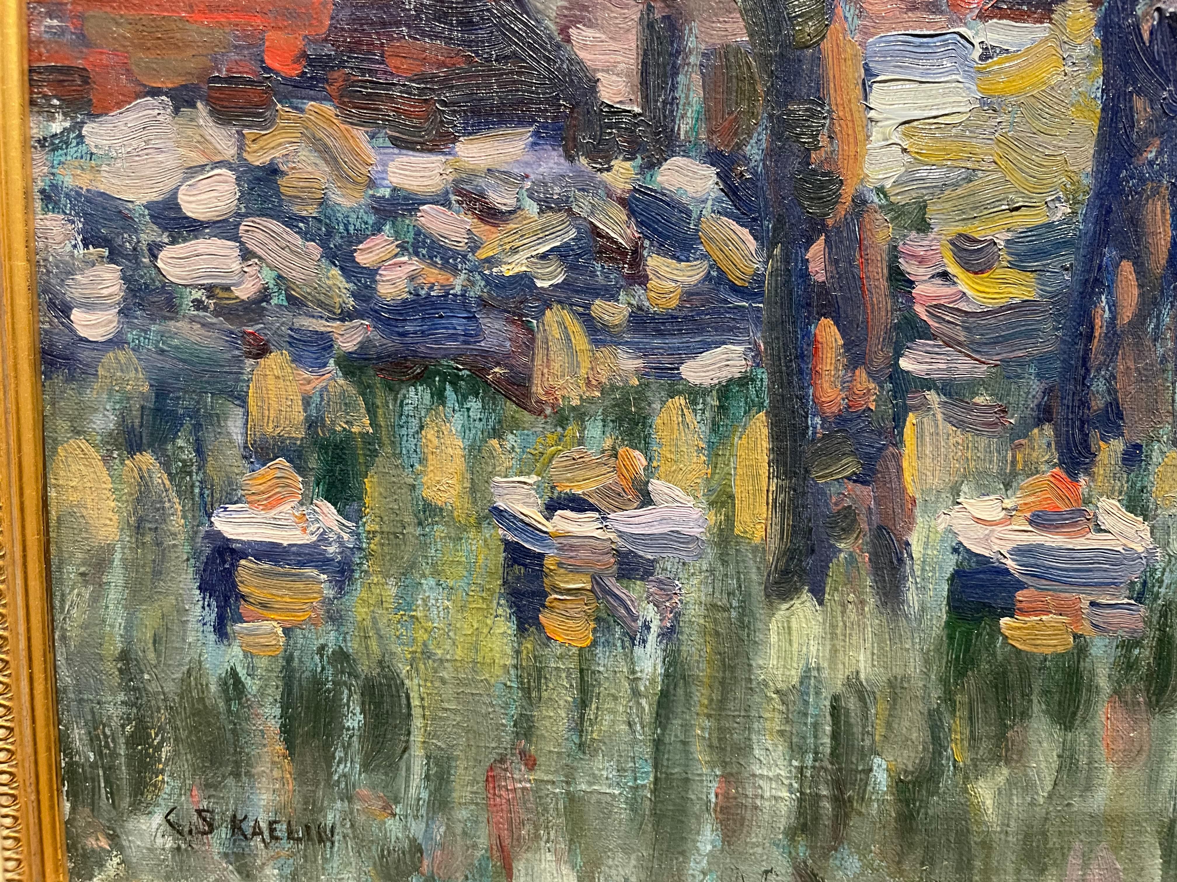 Flowering Tree Backyard Impressionist Landscape im Angebot 7