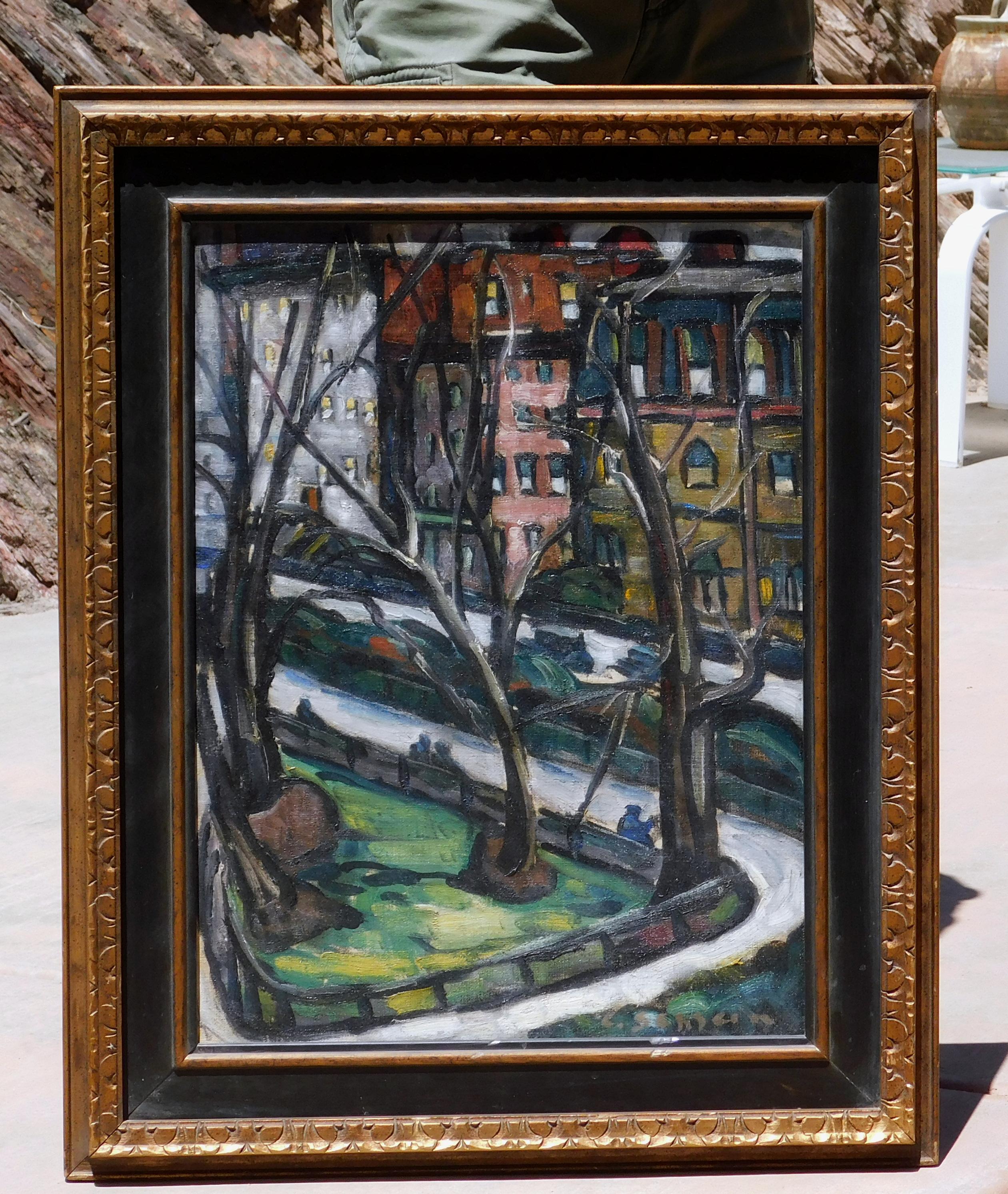 Charles Schlein New York Subject Oil on Board For Sale 1