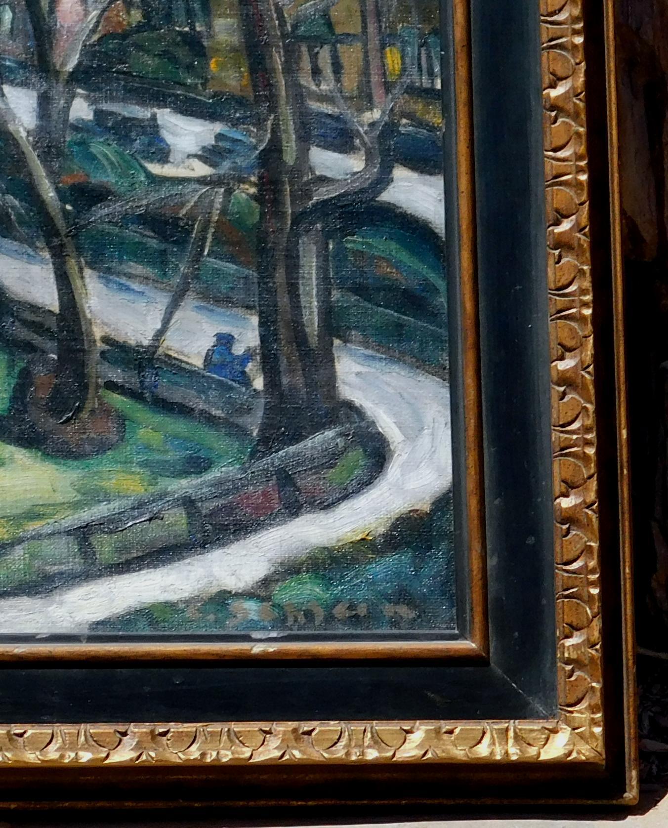 Charles Schlein New York Subject Oil on Board For Sale 4