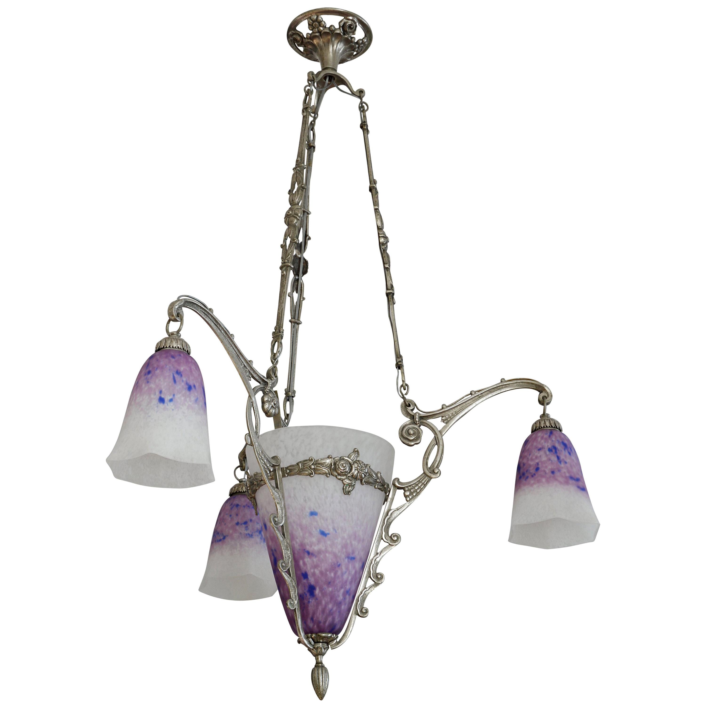 Charles Schneider and Charles Ranc French Art Deco Chandelier, 1924-1928