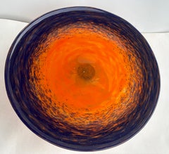 Charles Schneider Art Deco glass and Wrought Iron footed bowl/centerpiece signed