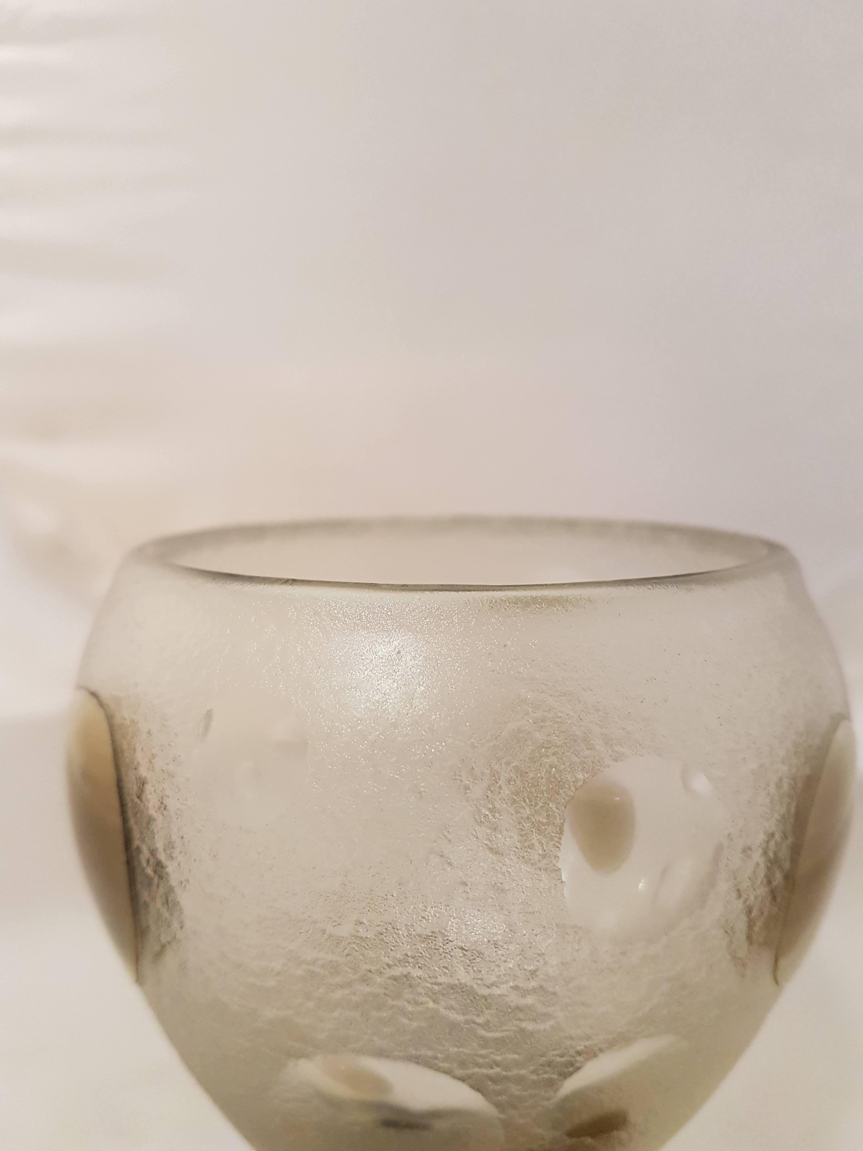 Early 20th Century Charles Schneider Art Deco Glass Vase With Smoked Details