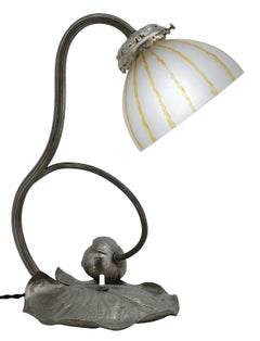 Charles Schneider Art Deco Table Lamp, Blown Glass Shade, France, 1919