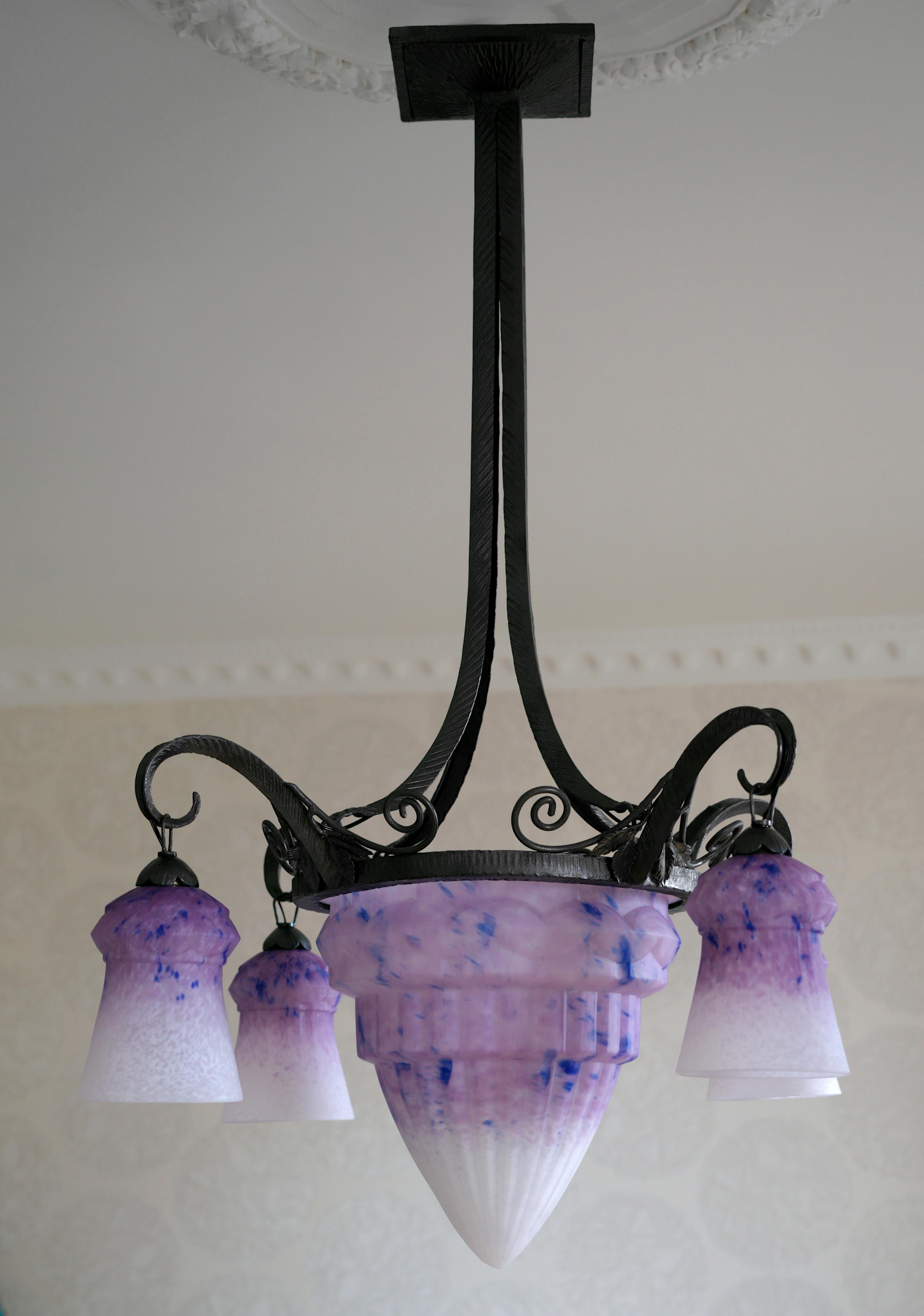 Art Déco Lampadario Charles Schneider, 1920 in vendita