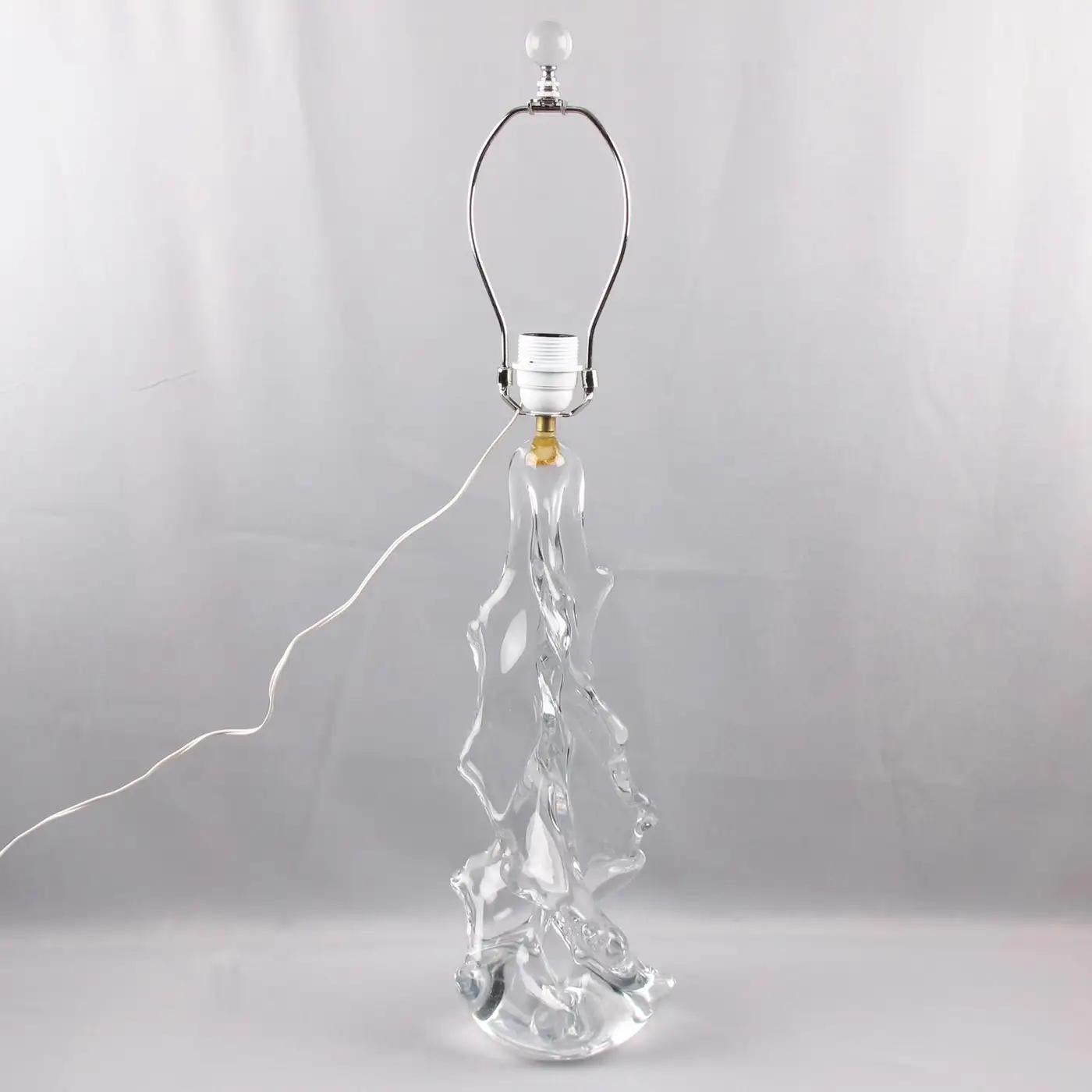 Mid-Century Modern Lampe de table en cristal de verre d'art Charles Schneider France, années 1950 en vente