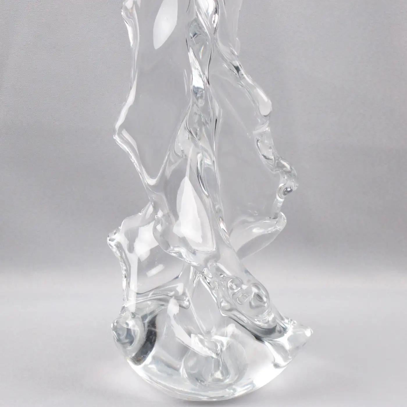 Français Lampe de table en cristal de verre d'art Charles Schneider France, années 1950 en vente