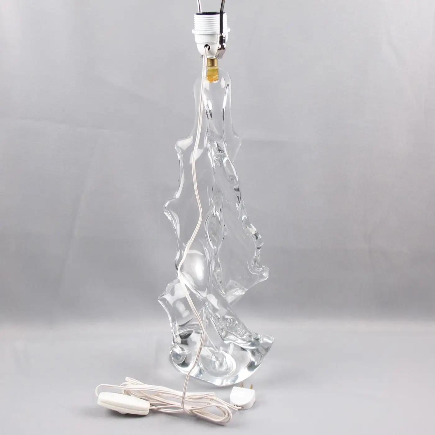 Milieu du XXe siècle Lampe de table en cristal de verre d'art Charles Schneider France, années 1950 en vente