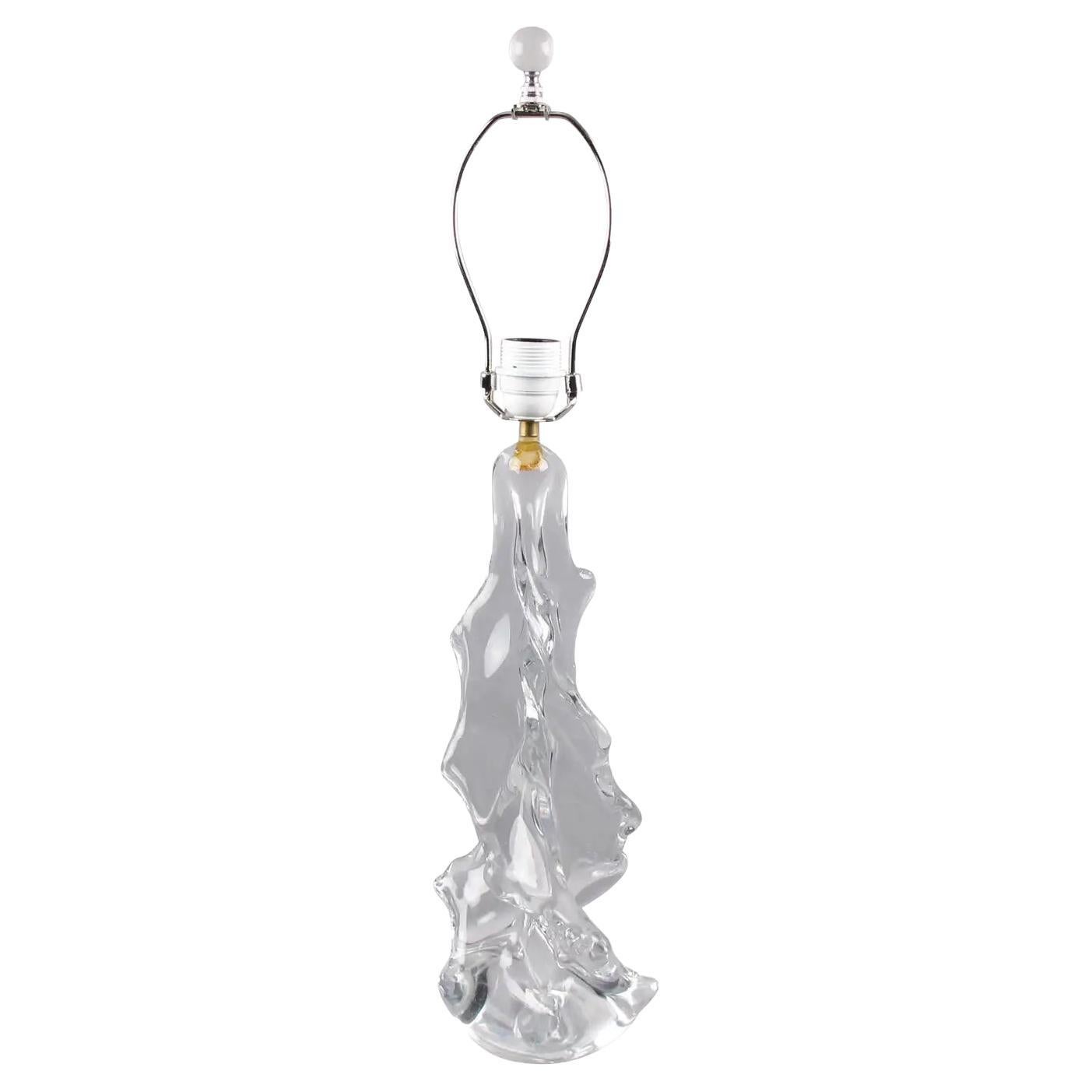 Lampe de table en cristal de verre d'art Charles Schneider France, années 1950 en vente