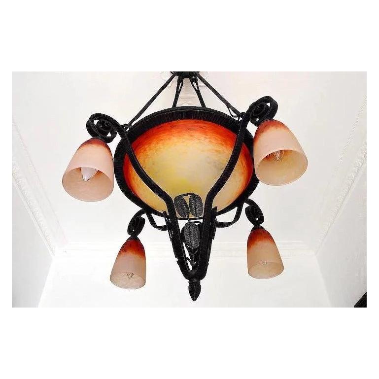 Charles Schneider French Art Deco Chandelier, 1925 In Excellent Condition In Saint-Amans-des-Cots, FR