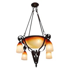 Antique Charles Schneider French Art Deco Chandelier, 1925