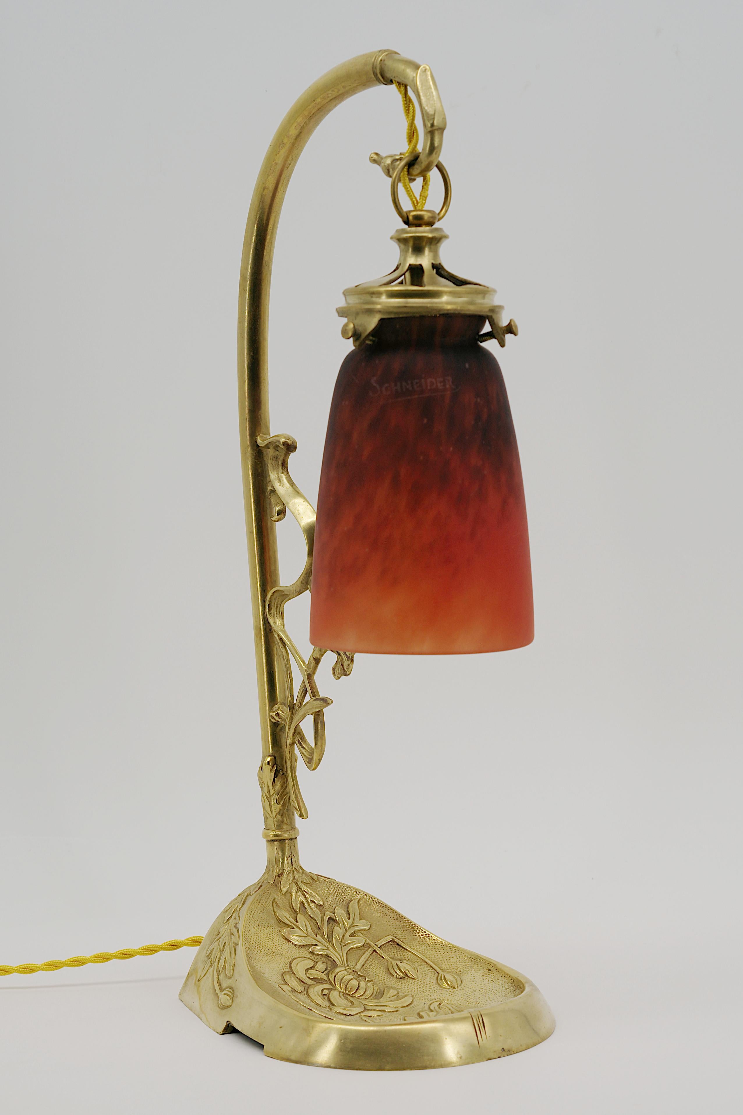 Bronze Charles Schneider French Art Deco Lamp, 1924-1928