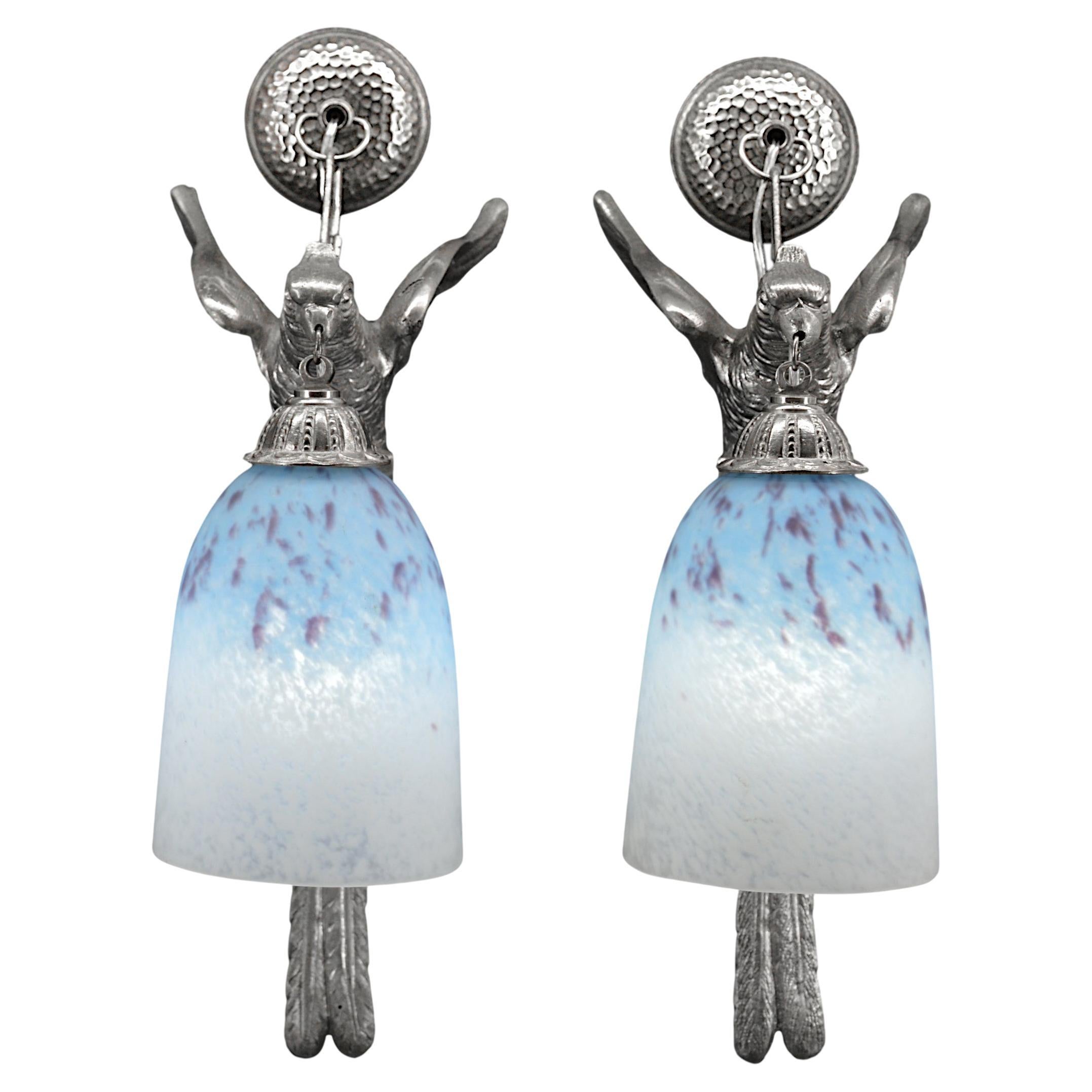 Charles Schneider French Art Deco Pair Wall Sconces, 1928-1929