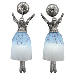 Charles Schneider French Art Deco Pair Wall Sconces, 1928-1929