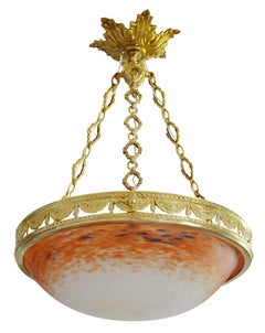 Lámpara colgante francesa Art Déco Charles Schneider, 1920