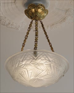 Charles Schneider French Art Deco Pendant Chandelier, circa 1925
