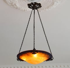 Charles Schneider French Art Deco Pendant Chandelier, Early 1920s