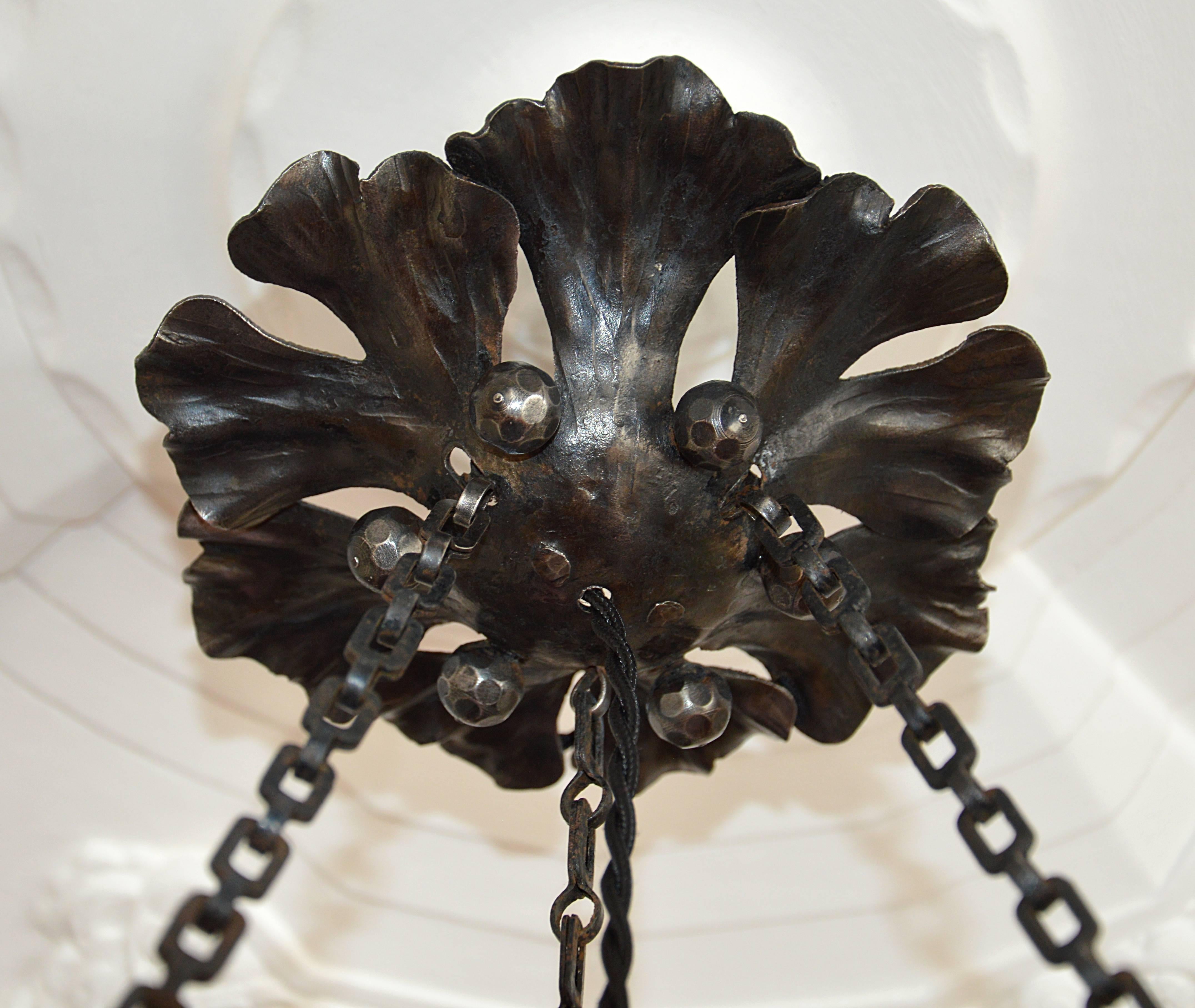 Charles Schneider French Art Deco Pendant Chandelier, Early 1920s 2