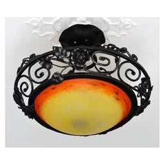 Charles Schneider French Art Deco Semi Flushmount, 1920
