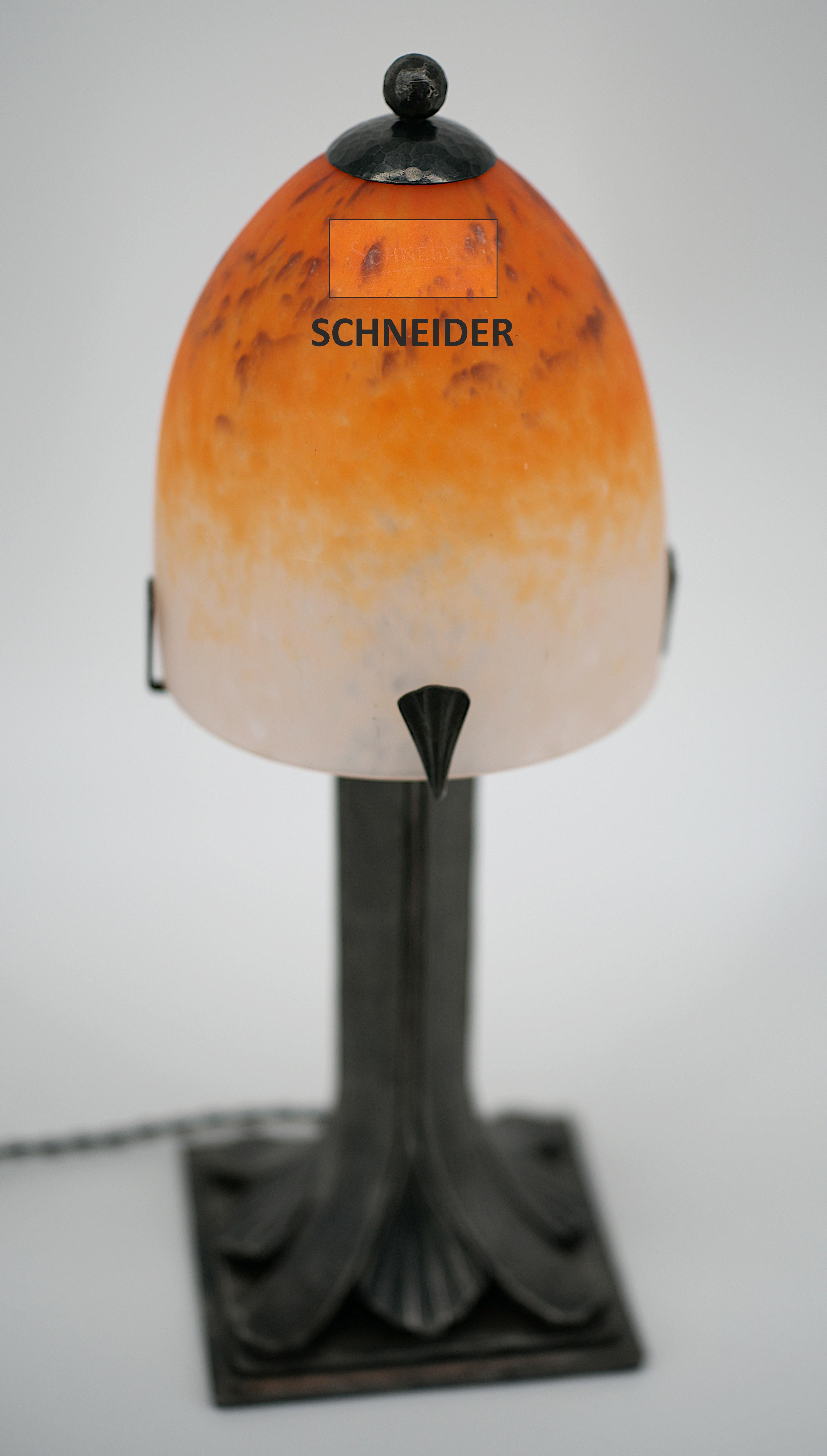 Verre Lampe de bureau Art déco française Charles Schneider, 1924-1928 en vente