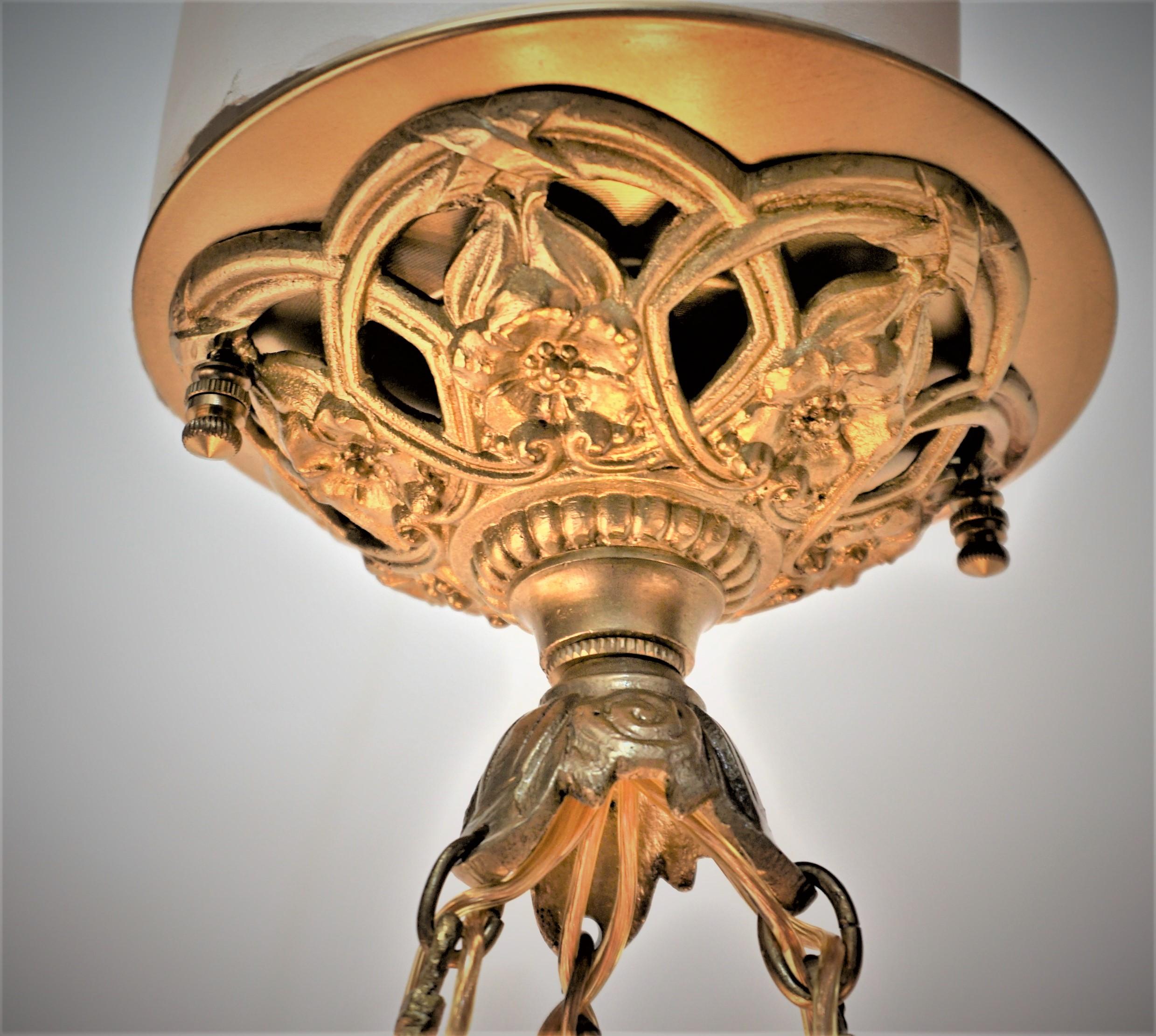 Early 20th Century Charles Schneider French Blown Glass Deco Pendant Chandelier