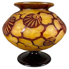 Antique Charles Schneider La Verre de France Art Nouveau Epinettes Cameo Glass Vase