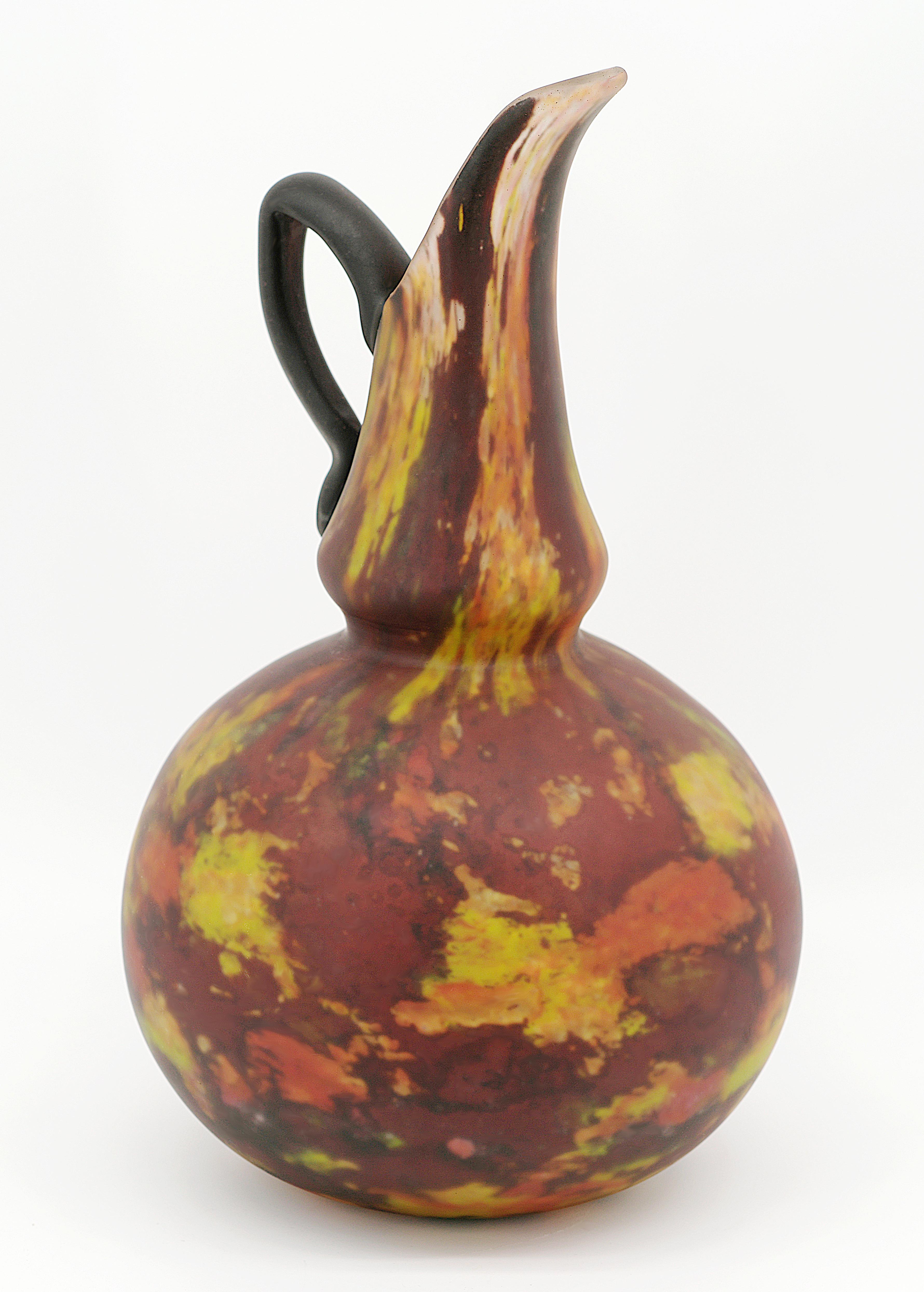 Early 20th Century Charles SCHNEIDER Large French Art Deco Pitcher Ewer, 1924-1928 For Sale
