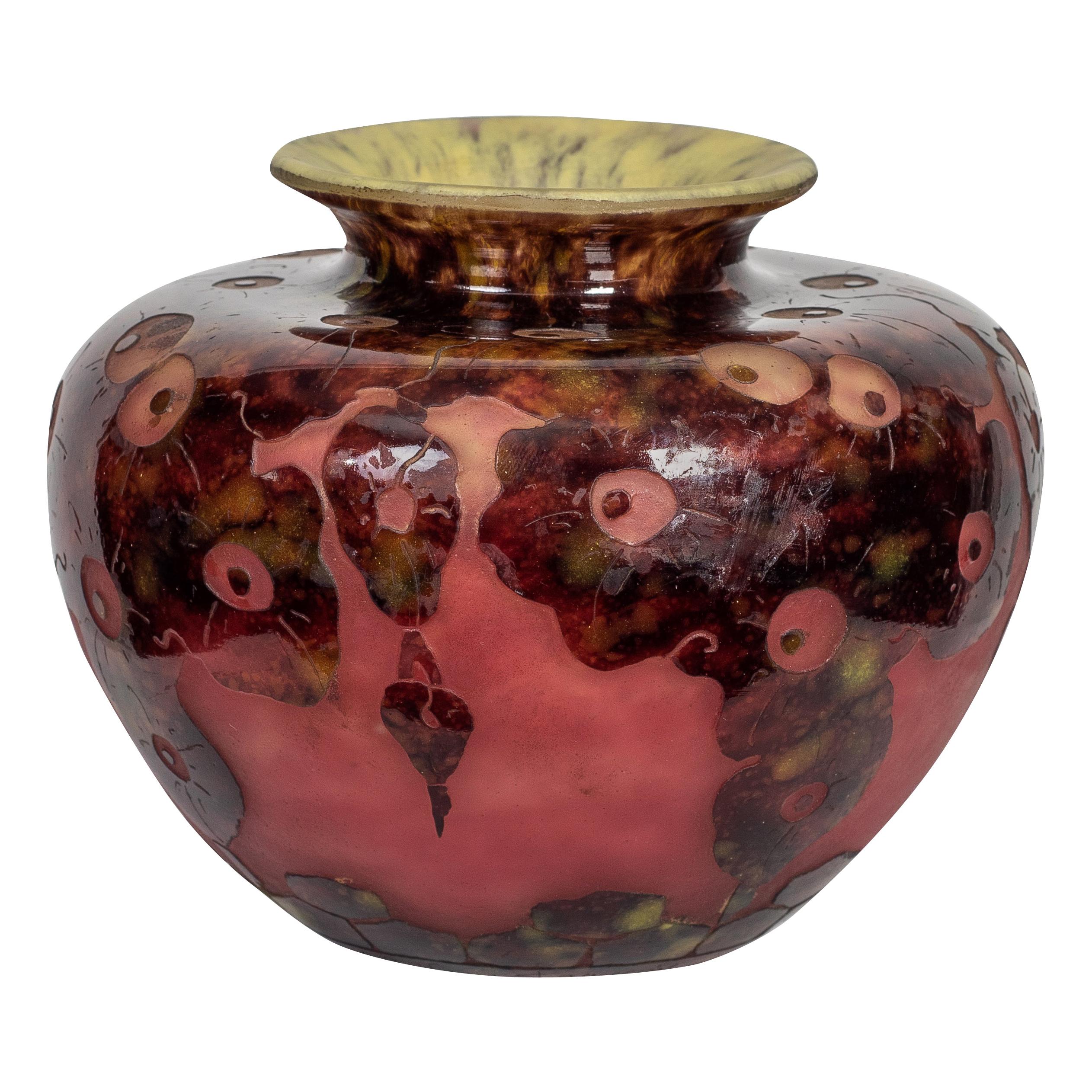 Charles Schneider Le Verre Francais Cameo Glass Vase For Sale