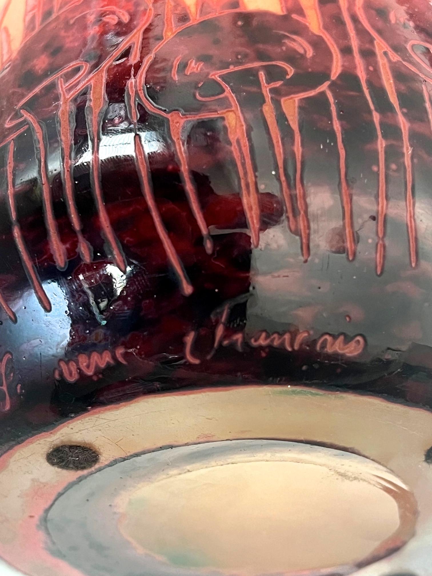 Verre d'art Charles Schneider / Le Verre Français - Vase 'Coprins' Art Déco Cameo Glass en vente