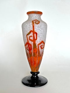 Charles Schneider / Le Verre Français - 'Fougères'  Art Déco Cameo Glass Vase