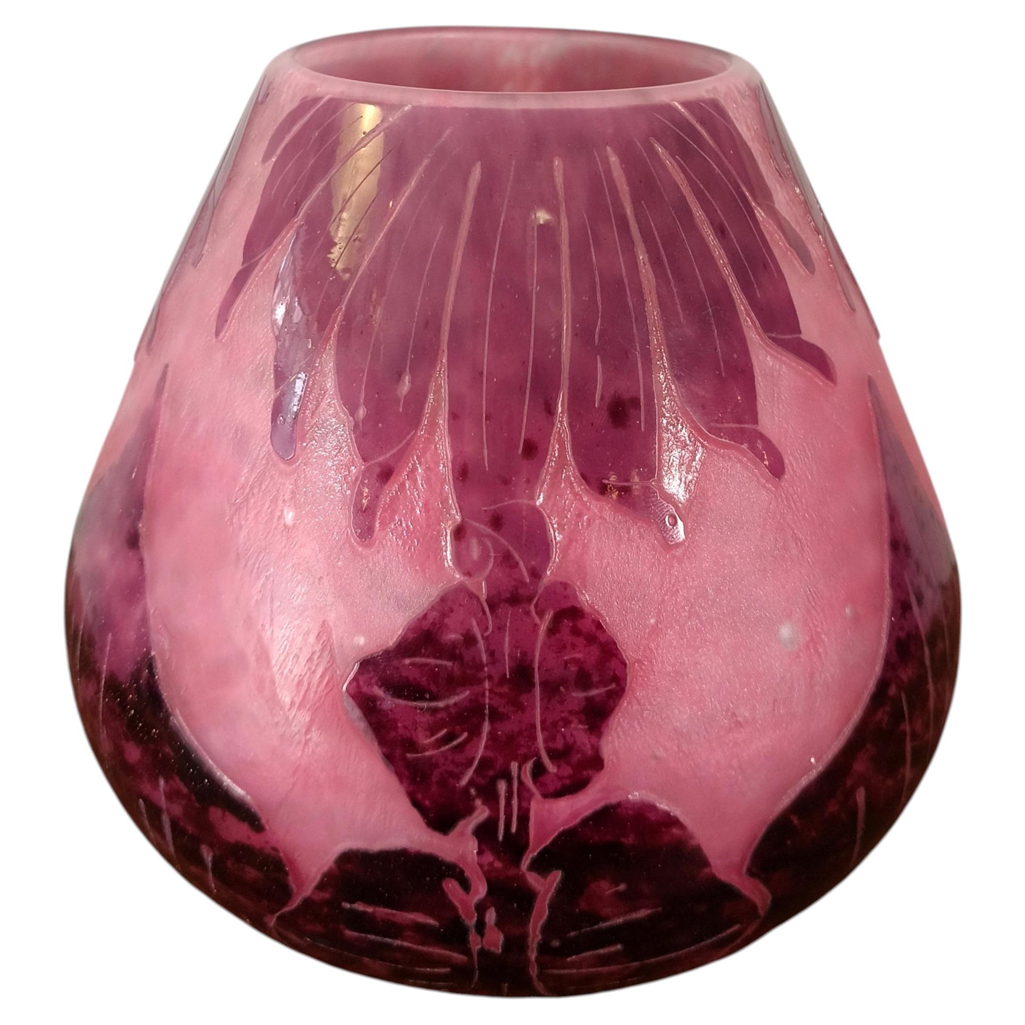 Charles Schneider Le Verre Français Pâte de Verre "Dalias" Flower Vase For Sale