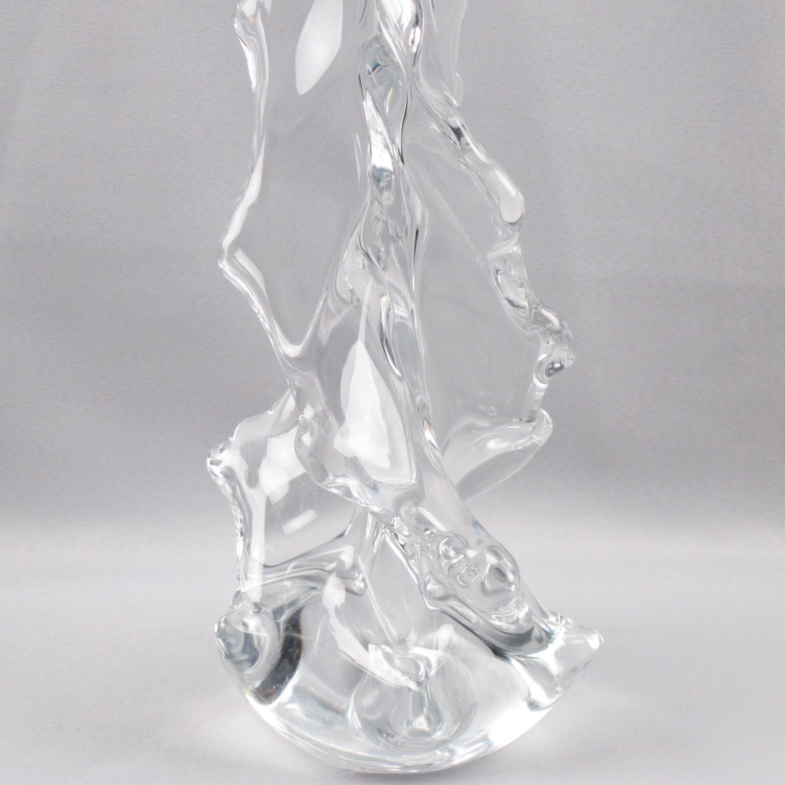 French Schneider Modernist Crystal Table Lamp For Sale