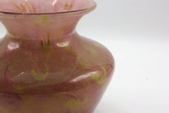 Charles Schneider Pink Art Glass Squat Vase