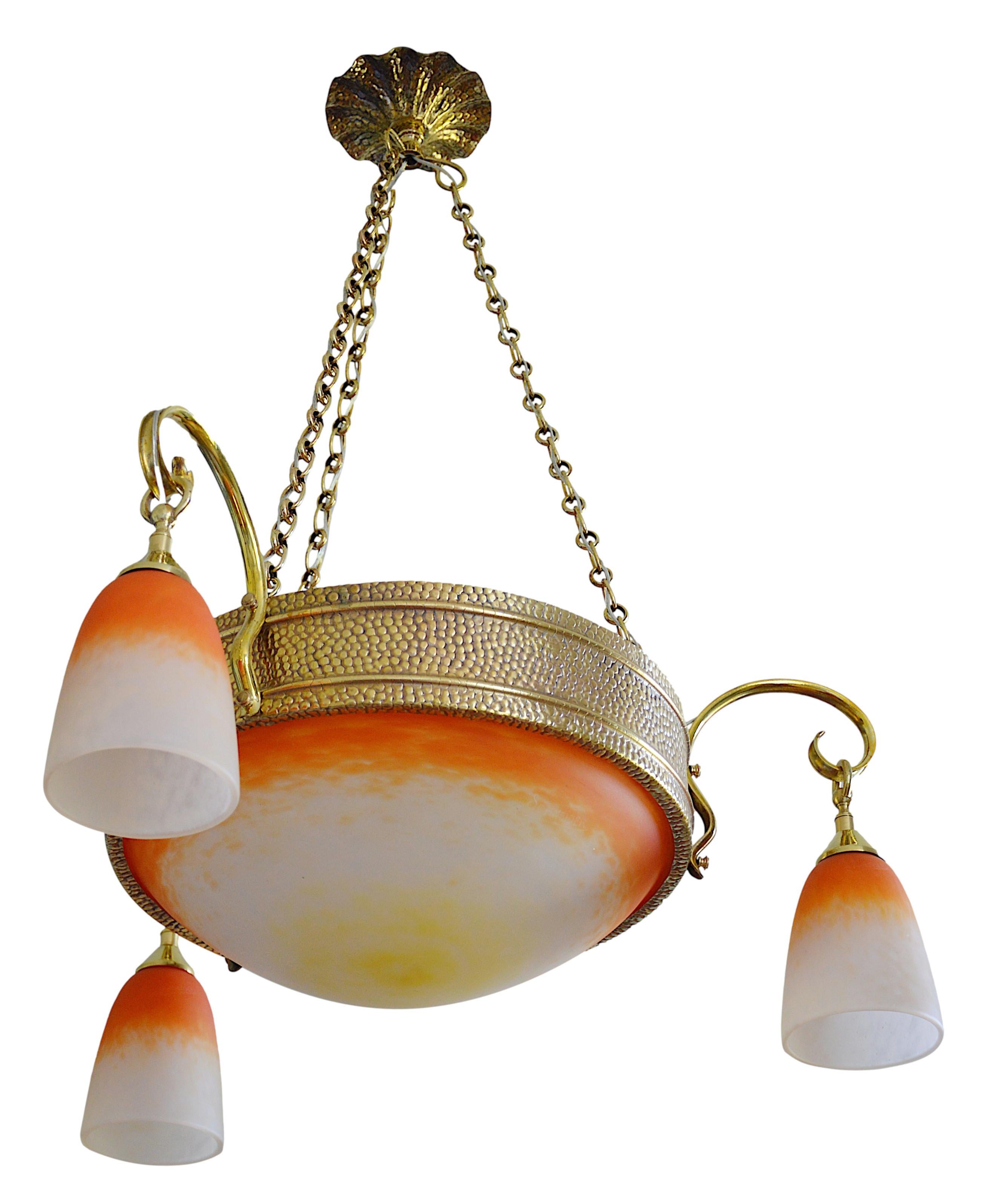 Charles Schneider Rare Art Deco Chandelier, 1920 For Sale 4
