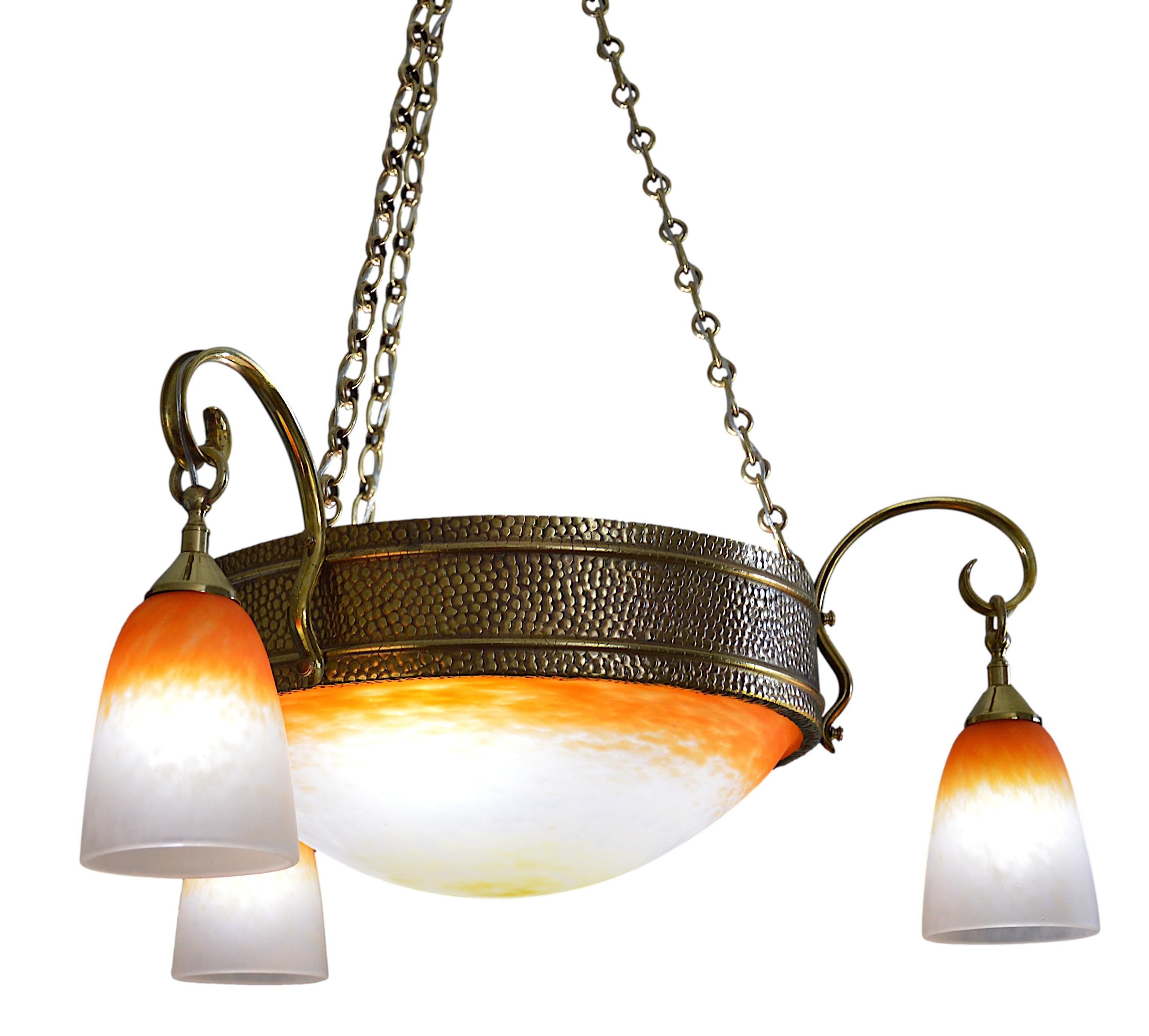 French Charles Schneider Rare Art Deco Chandelier, 1920 For Sale