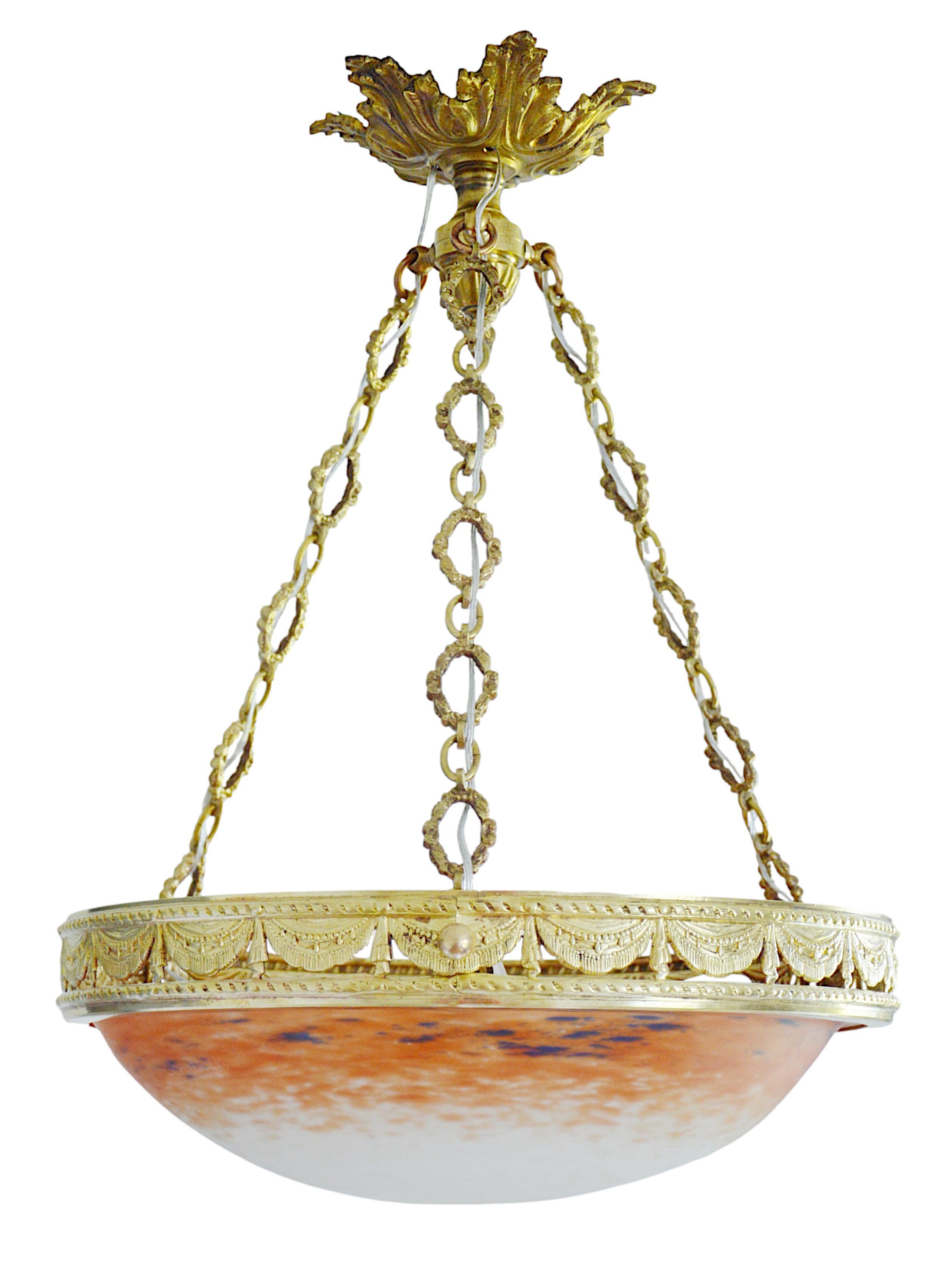 Charles Schneider Rare Art Deco Pendant Chandelier, 1920 For Sale 2