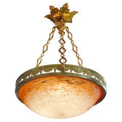 Charles Schneider Rare Art Deco Pendant Chandelier, 1920