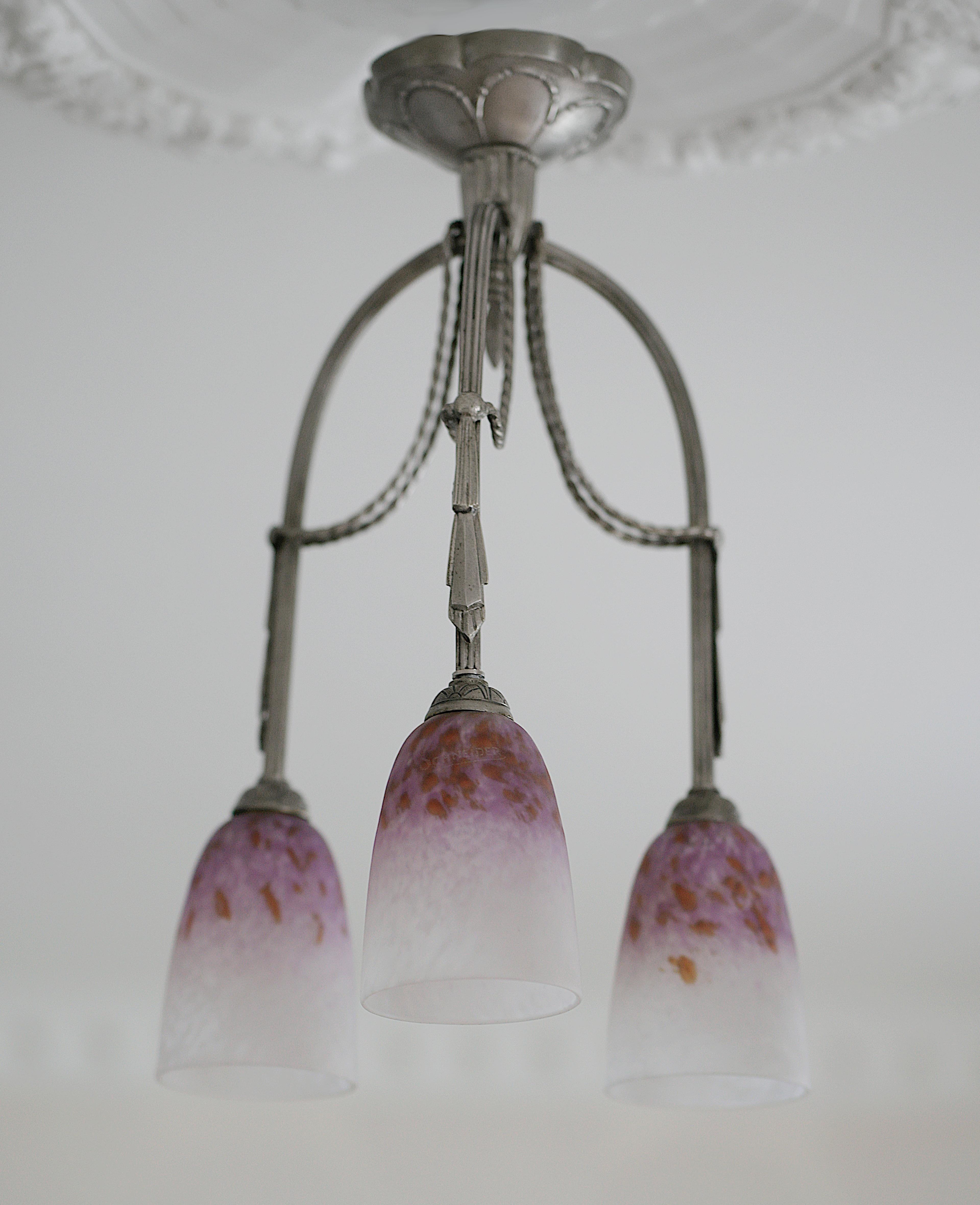 Charles Schneider Raro lampadario Art Deco, 1920 in vendita 4
