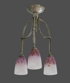 Charles Schneider Rare Pretty Art Deco Chandelier, 1920